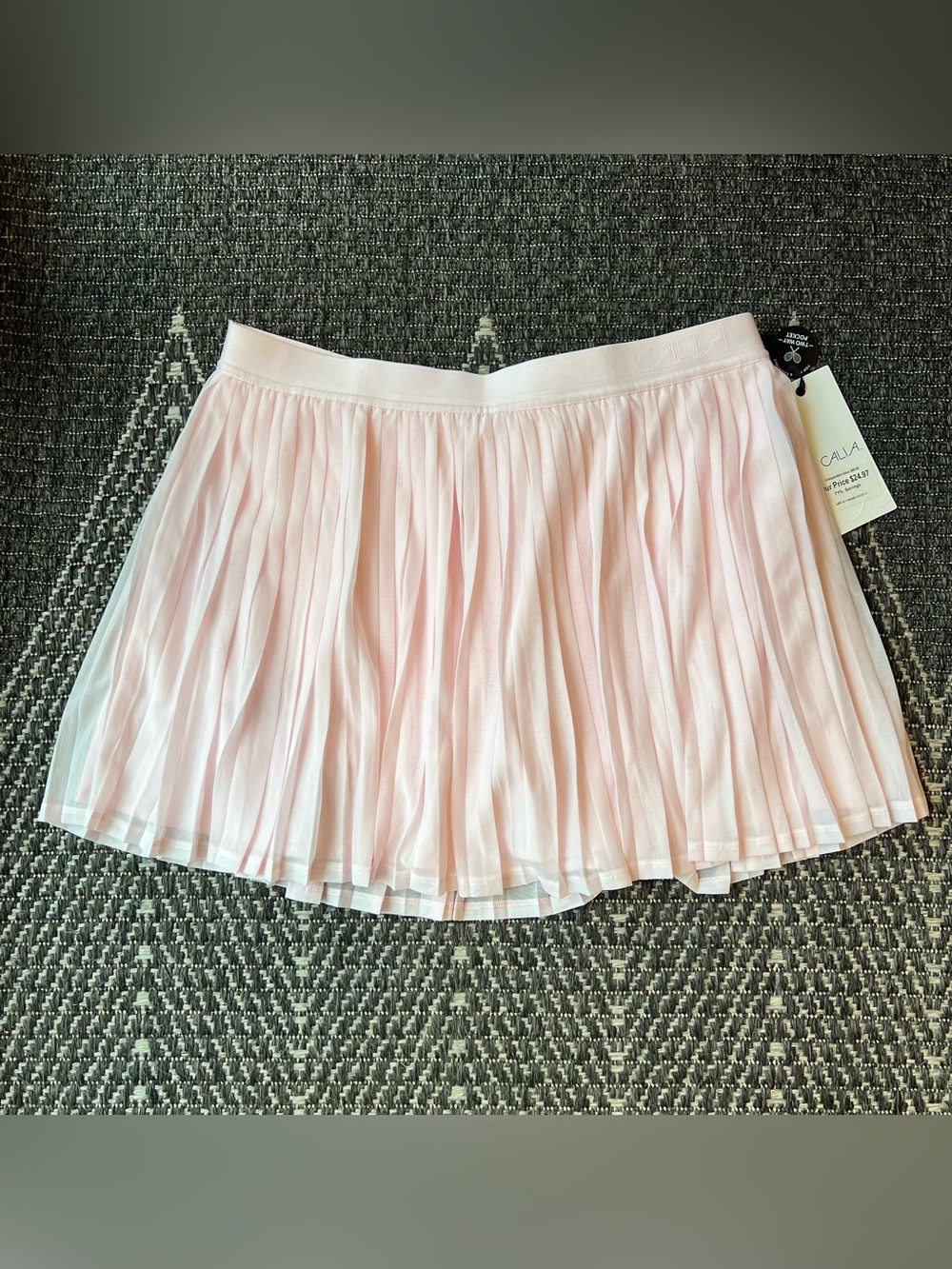 NWT CALIA Women's Baby Light Pink Mesh Pleated Tennis Skirt Skort Shorts size L